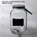 High Qualtiy vaso de bebida de jugo de vidrio 10L con grifo de vaso de vidrio de gran capacidad / capacidad con escalera pizarra